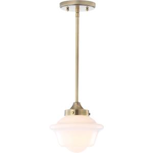 JONATHAN Y JYL3516A Kurtz 7.2" Adjustable Drop Metal/Glass LED Pendant Contemporary Transitional Dimmable Dining Room Living Room Kitchen Foyer Bedroom Hallway, Brass Gold/White