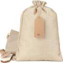 Burlap Gift Bags with Drawstring, 30Pcs 10x14 Sacks in Bulk for Wrapping Mother's Day Favors, Wooden Cross, For Birthday, Wedding, Church
