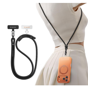 TORRAS Phone Lanyard Crossbody with 2 Phone Tabs, Adjustable Anti Theft Phone Strap for All Phones, Premium Metal Buckles, SkinFriendly, Universal Cell Phone Neck lanyard for Travel Essentials, Black