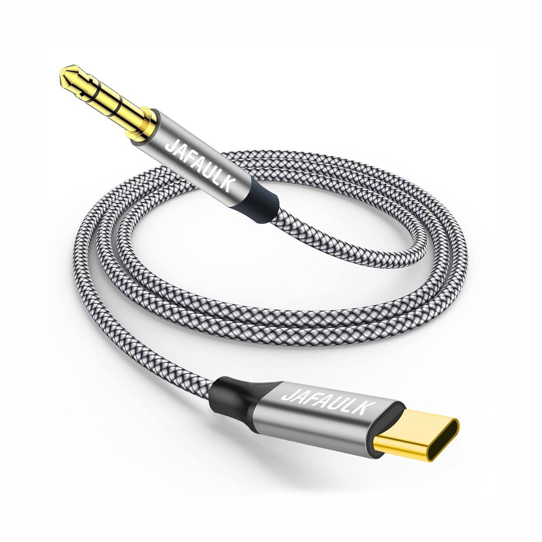 USB C to 3.5mm Audio Aux Jack Cable, Type C to Male Adapter, USB C to 3.5mm Headphone Car Stereo Cord Nylon Braided for Smartphone, Laptop, Tablet(6.5FT)