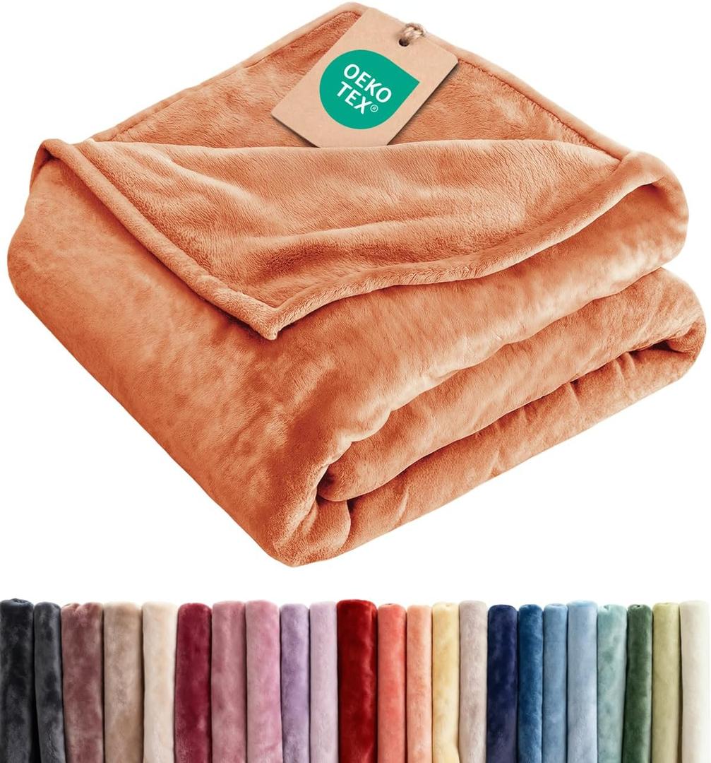 Ultra Soft Fleece Blanket Throw Size - Flannel Fleece Luxury Throw Blanket - Lightweight for Couch Bed Chair - Thick, Warm and Breathable - All Season Cozy, Anti-Static Microplush Bedding, Peach Fuzz, Throw XL (50" x 70")