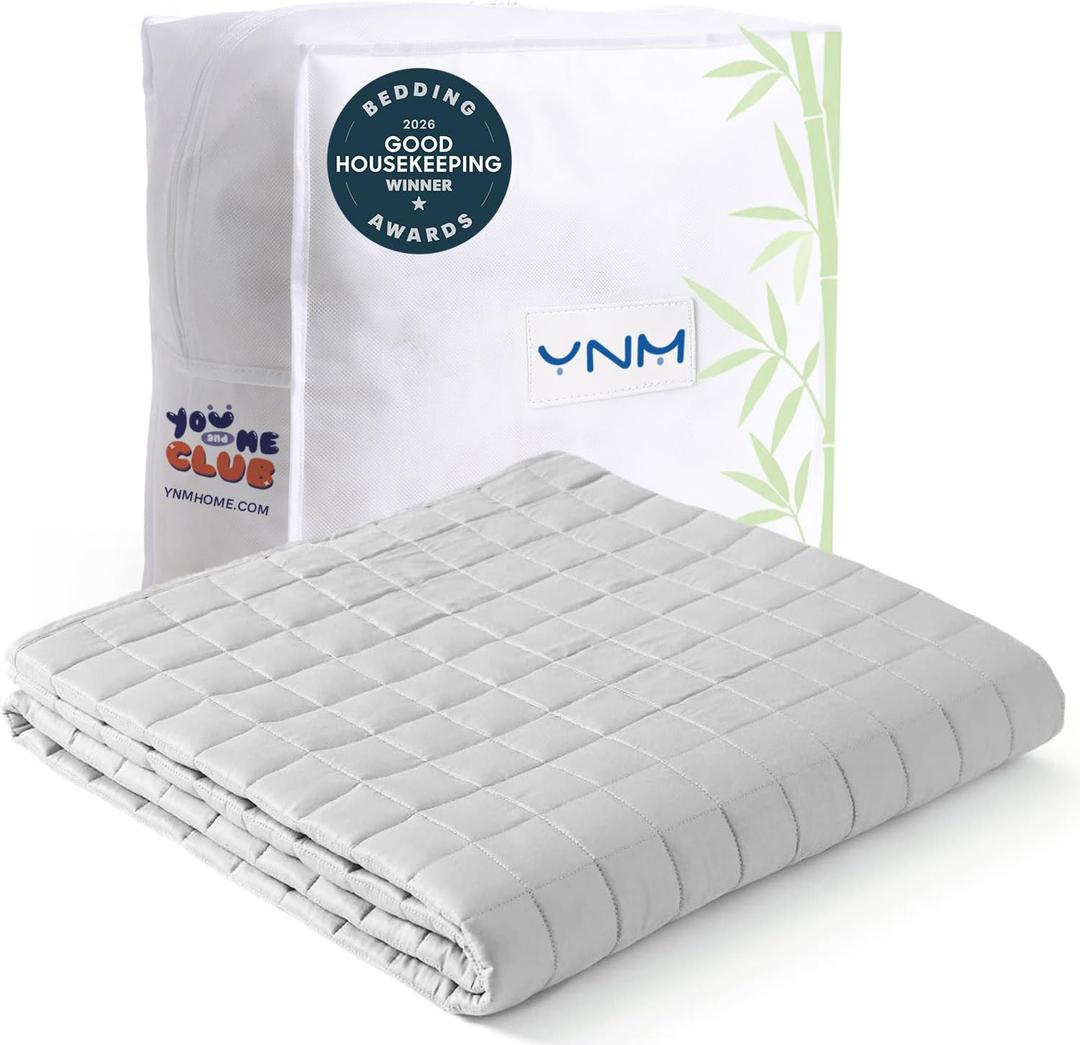 YnM Cooling Weighted Blanket, Oeko-Tex Certified Material with Premium Glass Beads (Light Grey, 60"x80" 20lbs), Suit for One Person Use on Queen/King Bed