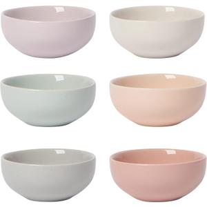Now Designs Pastel Ceramic Pinch Bowl Set, Soy Sauce Dish, Set of 6, 2 oz (Cloud)