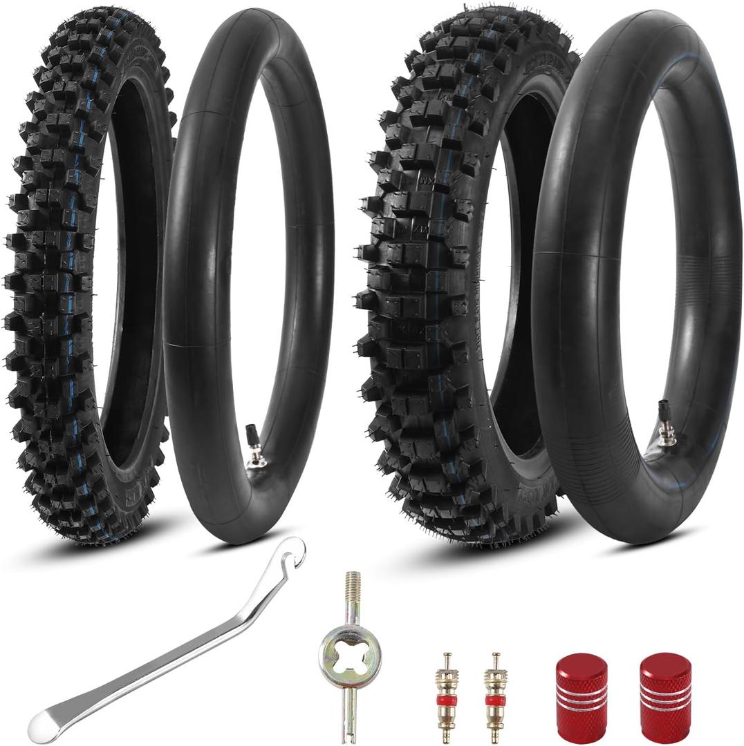 KAMIER 80/100-12 3.00-12 Rear 60/100-14 2.50-14 Front Tire and Inner Tube for KLX110 KX60 KX65 PW80 TTR90 TTR110 CRF70 XR70 Suzuki RM60 JR80 DS80 DRZ110 Apollo RFZ SSR TaoTao 110cc 125cc Pit Dirt Bike