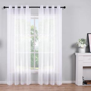 White Sheer Curtains 84 Inches Long Set 2 Panels Grommet Pair Faux Linen Semi Transparent Drape Tulle Gauze Voile Window Sheer Curtains for Bedroom Living Room Dining Wide 52 Length Solid Pack White White Sheer Curtains 84 Inches Long Set 2 Panels Grommet Pair Faux Linen Semi Transparent Drape Tulle Gauze Voile Window Sheer Curtains for Bedroom Living Room Dining Wide 52 Length Solid Pack White