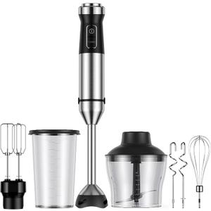 6-in-1 Immersion Blender, 1000W Hand Blender with 20 Speeds, Scratch-Resistant Stick Mixer with Whisk, Chopper, Beaker, Egg Beaters & Dough Hooks  Heavy Duty Hand Mixer, Black