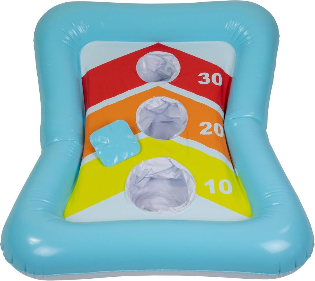 Inflatable Bean Bag Toss Swimming Pool Game Blue Synthetic Fiber  Inflates to 37.01in x 29.13in. (Ages 3+)
