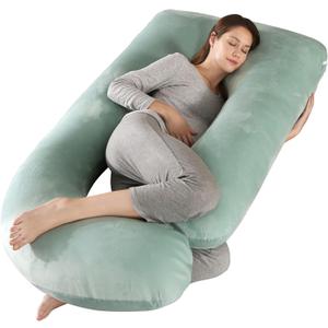 BATTOP Pregnancy Pillows for Sleeping,Full Body Maternity Pillow,Support for Back,HIPS,Legs,Belly for Pregnant Women,Pregnancy Pillow with Removable Cover (Velvet-green2023)