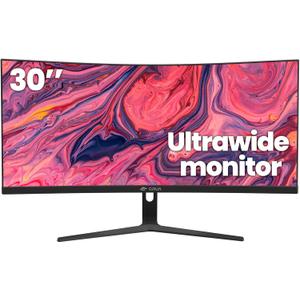 CRUA 30Inch Ultrawide Curved Monitor, 21:9 WFHD(2560x1080P) VA Computer Monitor, 120% sRGB 100HZ 1500R PC Monitors Support FreeSync, Wall-Mounted, with HDMI/DP Display Port-Black