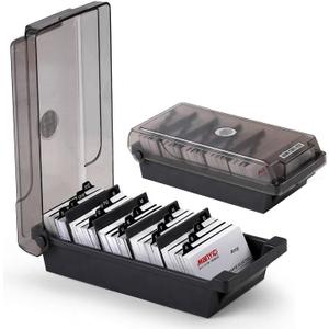 Business Card Holder, Index Card Organizer with Dividers and Index Tabs Desk Workspace Organizers Business Card Holders (500 Cards Capacity)