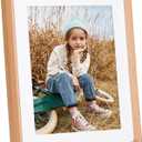 Picture Frame 8x10 inch, Natural Beech Wood Photo Frame Displays 6x8 Inch with Mat or 10x8 without Mat, with High Clear Acrylic, Landscape or Portrait Orientation, Wall-Mount & Tabletop