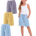 Xaatren 3 Pack Girls Bermuda Shorts, 3-Color, 5-6 Years