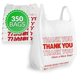 Reli. Thank You Plastic Bags (350 Count) (11.5" x 6.5" x 21") (White) - Grocery, Shopping Bag, Restaurants, Convenience Store