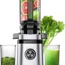 Juicer Machines, Cold Press Juicer with Wide Feed Chute, Slow Masticating Juicers for Whole Vegetables & Fruits, High Juice Yield, Easy to Clean, Large Auger, Light Silver