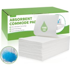 90 Pack Super Absorbent Commode Pads, Bedside Commodes Pads for Seniors, Potty Liner Pads for Portable Toilet Bags