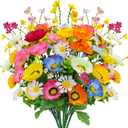 8 Bundles Artificial Poppy Flowers Colorfull Faux Silk Daisy Wildflowers for Home Indoor Kitchen Table Vase Wedding Party Table Centerpieces Outdoor Decor