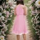Kids A-Line Halter Neck Chiffon Junior Bridesmaid Dresses Fancy Girl Dress Wedding Elegant Party Gown 5-14 Years