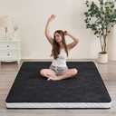 Zelladorra Japanese Floor Mattress, Quilted Futon Mattress with Anti-Slip Bottom, Foldable Floor Bed with Storage Bag and Straps, (Black, Twin)