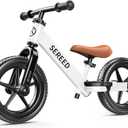 SEREED Toddler Balance Bike 2 Year Old, No Pedal Kids Bicycle Toys for 2-5 Years Old, Tool-Free Adjustment, Customize Plate with Stickers, Gift for 2-3 Boys Girls (White)