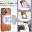for iPhone 16 Leather Wallet Case, Compatible with Magsafe, 2 in 1 Detachable Magnetic Card Holder, RFID Blocking Kickstand Credit Slots Flip Case for Men Women, Brown