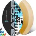 BPS New Zealand Gator Skimboard with Colored EVA Grip Pad and High Gloss Clear Coat Wooden Skim Boards for Kids and Adults | Choose from 3 Sizes and Traction Pad Color (Black)
