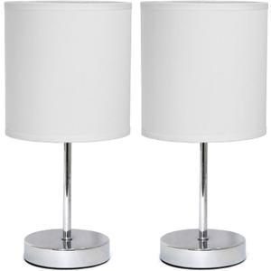 Simple Designs LT2007-WHT-2PK Chrome Mini Basic Table Lamp with Fabric Shade 2 Pack Set, White (No Bulb) Simple Designs LT2007-WHT-2PK Chrome Mini Basic Table Lamp with Fabric Shade 2 Pack Set, White (No Bulb)