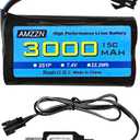 AMZZN 7.4V 3000mAh 35C 2S T-Plug Lipo Battery with USB Charging Cable for RC Car,Truck Model Car,Remote Control Boat,RC Quadcopter Qircraft,FPV Drone Battery