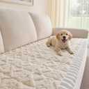 Couch Cover for Dogs, Washable Non Slip Loveseat Covers for 2 Cushion Couch Pet Friendly Fuzzy Sofa Protector&Bed Mat for Pets (27.6"x59.06" Beige)