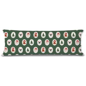 Mancheng-zi Retro Green Christmas 20x54 Body Pillow Cover Pillowcase with Zipper, Preppy Girly Christmas Decor, Vintage Xmas Tree Santa Claus Holiday Decorative Long Hug Pillow Cases for Bed Couch