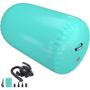 Air Roller Gymnastics Barrel Back Handspring Trainer Tumbling Barrel Yoga Barrel Mat with Electric Air Pump ((L)39.4inch x (Diameter)24inch)