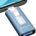 Sunany USB Flash Drive 256 GB for Phone and Pad, High Speed External Thumb Drives USB Memory Storage Photo Stick for Save More Photos and Videos (Blue)