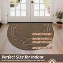 BEQHAUSE Dirt Trapper Door Mat 17" x 30" Half Circle Non-Slip Washable Doormats Entrance Rugs Absorbent Welcome Low Profile Floor Mats for Front Back Door and Entryway, Brown