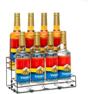 8 Bottles Coffee Syrup Rack Organizer, Coffee Syrup Stand Holder, 2 Tier Coffee Syrup Organizer for Coffee Bar Station, Wine Rack for Countertop, Bottle Display Shelf for Cocktail, Dressing