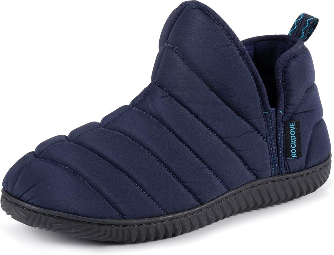 RockDove Men's Alpinz Puffer Bootie Slipper with Memory Foam (10, Navy Blue)
