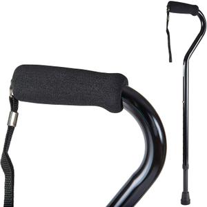 DMI Walking Cane and Walking Stick for Adult Men and Women, FSA Eligible, Lightweight and Adjustable from 30-39 Inches, Supports up to 250 Pounds with Ergonomic Hand Grip and Wrist Strap, Black