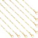 12 Pack Paperclip Chain Necklace Bulk Adjustable Gold Plated Stainless Steel Necklace Chains for Jewelry Making (Gold 18 Inches)