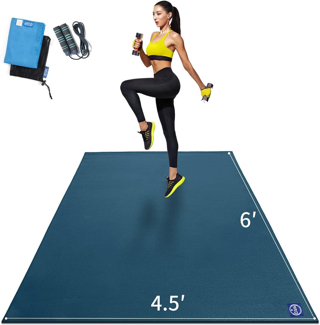MRO Extra Large Exercise Mat For Home Gym, 8'x4.5'/7'x4.5'/6'x4.5'(7mm) Workout Mats for Gym Flooring, Non-Slip, Extra Thick Durable Cardio Mat, Ideal for Plyo, Weights, MMA, Jump Rope -Shoe Friendly