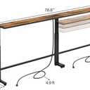 Kitstorack 2-Pack Narrow Console Table with Adjustable Height (25"-33") & 2 Power Outlets, Skinny Behind Couch Table, 78.8" Long x 5.9" Wide Sofa Side Table for Living Room, Rustic Brown