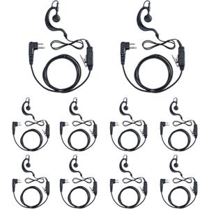 A 2 Pin G Shape Earpiece Headset for CP200 GP300 CLS1110 CLS1410 Walkie Talkies/Two Way Radio (Pack of 10)