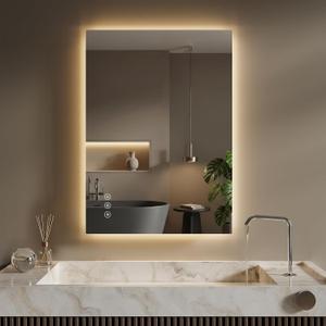 22"X30" LED Bathroom Mirror with Lights, HD Shatter-Proof Tempered Glass