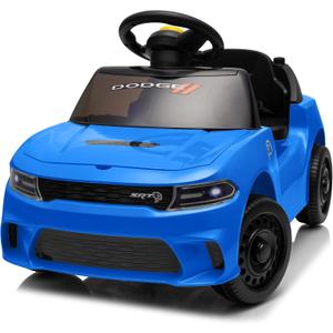 Licensed Dodge Electric Ride on Car for Kids, Ride on Toy for Toddler Aged 1-3 w/Music & Horn - Blue, 39.37 inches x 24.8 inches x 25.59 inches