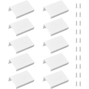 MOROBOR White Mini Finger Edge Pull, 10 PCS Concealed Handle Modern Style Drawer Handle, Right Angle Aluminum Alloy Invisible Wardrobe Knobs for Cabinet Hardware Drawer/50 mm