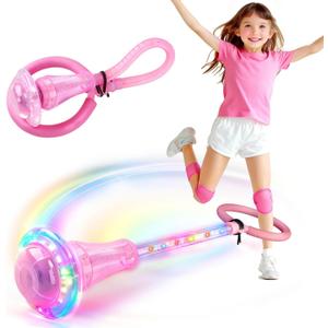 Dolanus Skip Toys for 5-12 Year Old Kids, Girls Birthday Gifts for Age 5 6 7 8 9 10 11 12, Outdoor Outside Sports Games, Girls Toys Age 6-8 8-13, Portable Colorful Flash Wheel Swing Ball (Pink)