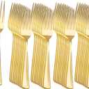Liacere 360Pcs Plastic Forks - Heavyweight Forks - 7 Inch Heavy Duty Gold Disposable Forks- Gold Plastic Silverwar Perfect For Parties & Weddings & Thanksgiving & Restaurants And Daily Using