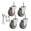 1" Swivel Stem Threaded Casters, TPR Mute Caster Wheel M8X15 Stem Threaded Mini Casters Without Brake-Brown