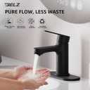 BELZ Bathroom Faucet, Single Handle Matte Black Sink Faucet for 1 or 3 Hole Installation, Modern Lead-Free Metal Vanity Faucet with Pop-Up Drain & Supply Hoses (Matte Black)