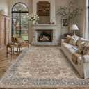 Area Rug 8x10 Brown Vintage Floral Washable Farmhouse Style