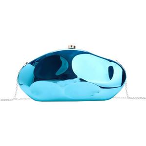 Aligoo Acrylic Clutch Purses for Women Formal Evening Bag Irregular Shell Handbag for wedding party (Blue)