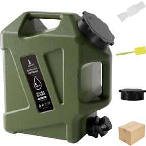 5GAL Camping Water Jug, Portable Water Storage Container with Spigot, Leak-Proof Lid & Dual Handles, Outdoor Water Tank for Camping, RV, Emergency Preparedness