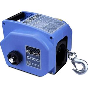 Bravex Trailer Winch 6000LBS, Reversible Portable 12-Volt DC Electric Winch Boat Trailer Truck Power-in, Power-out (Corded Remote Control & Hand Crank) (Blue)